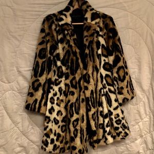 FABULOUS FURS Leopard Faux Fur Swing Coat